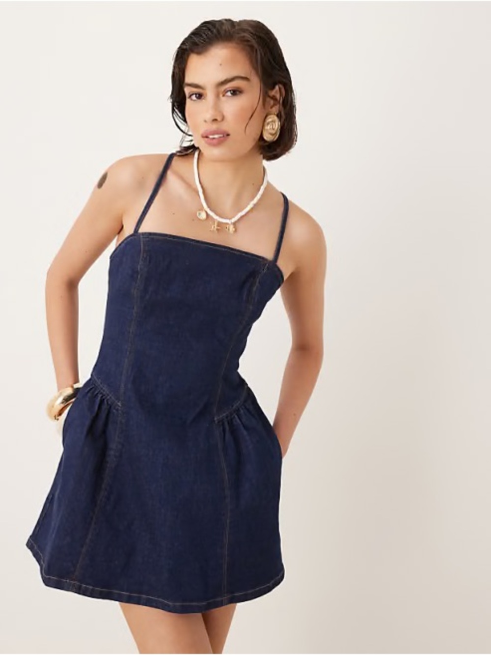 Abercrombie Denim Mini Dress Dipped Waist